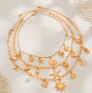 2024 alloy seahorse starfish shell charm necklace personality Pearl necklace for women